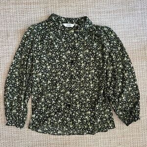 & Other Stories Dark Green Floral Blouse